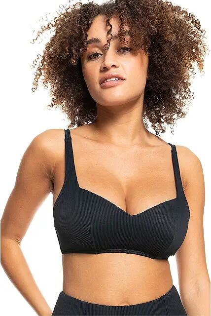 Roxy Rib Love The Sun Ray Bikini Top (Anthracite) Women's Swimwear Cover