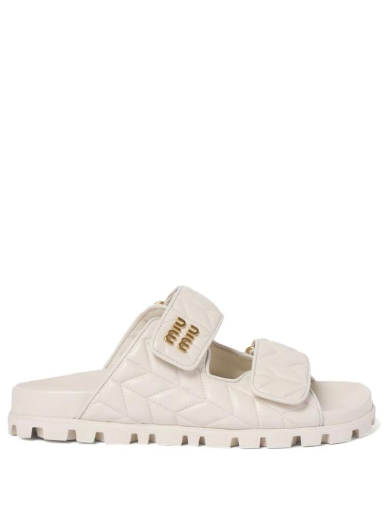 Miu Miu Matelassé nappa leather slides - White Cover