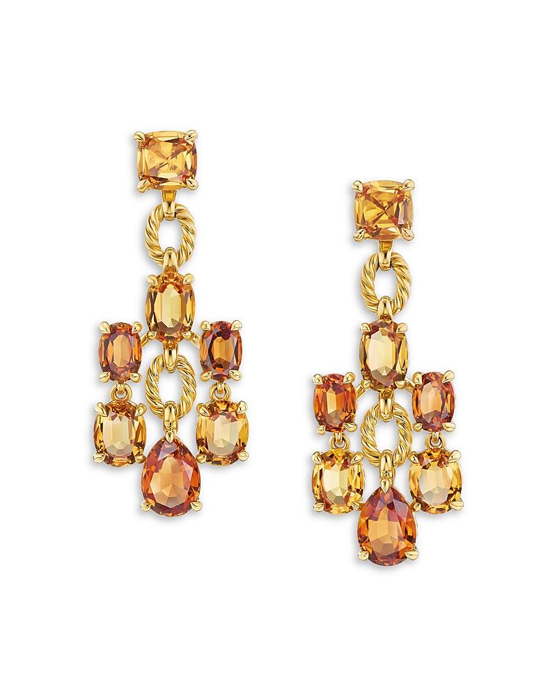 David Yurman 18K Yellow Gold Marbella Citrine & Madeira Citrine Chandelier Earrings Cover