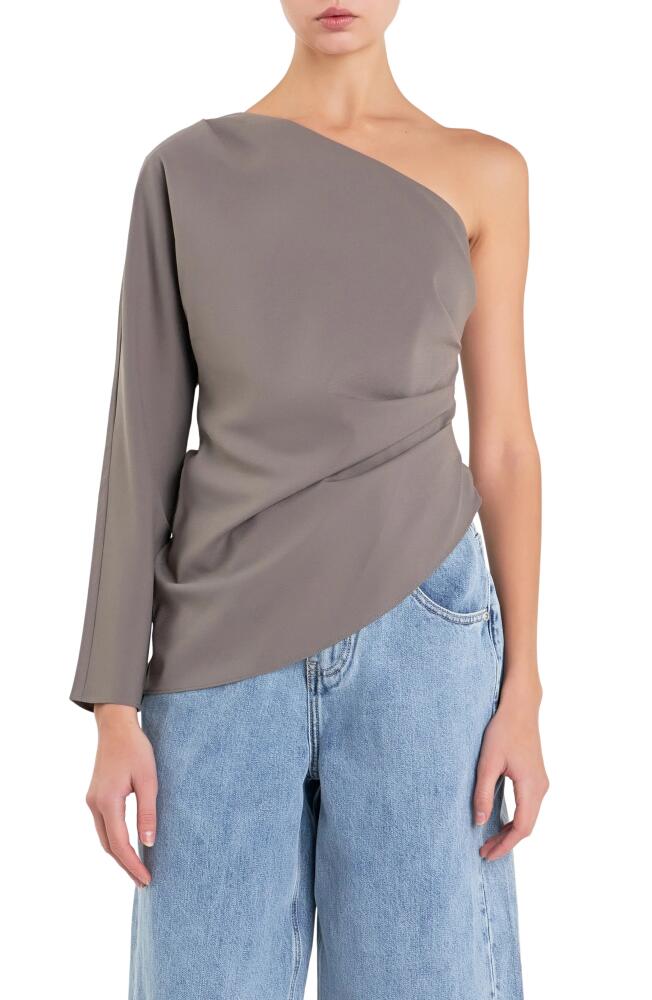 Grey Lab Gathered One-Shoulder Asymmetric Top Cover