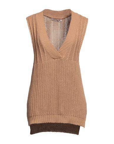 Rinascimento Woman Sweater Camel Cotton, Acrylic Cover