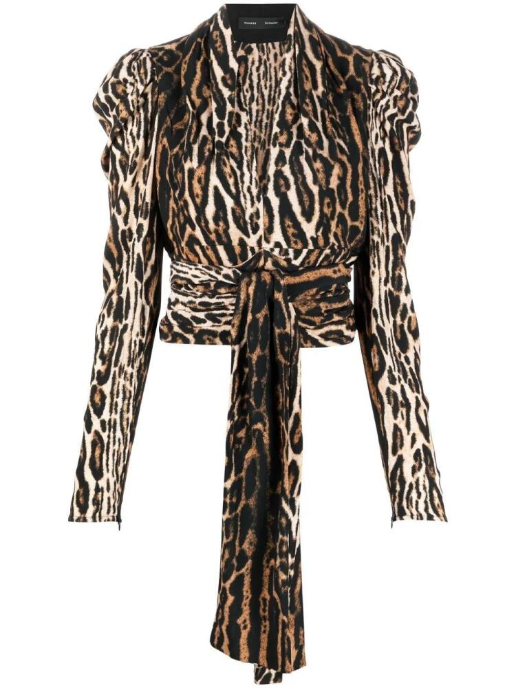 Proenza Schouler leopard-print crepe de chine V-Neck top - Brown Cover