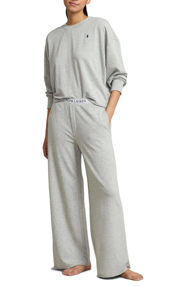 Polo Ralph Lauren Sweatshirt & Wide Leg Pajamas in Heather Grey Cover