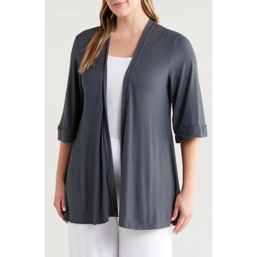 24seven Comfort Apparel Open Front Cardigan in Charcoal Cover