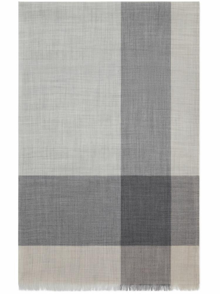 Brunello Cucinelli check-print cashmere scarf - Grey Cover