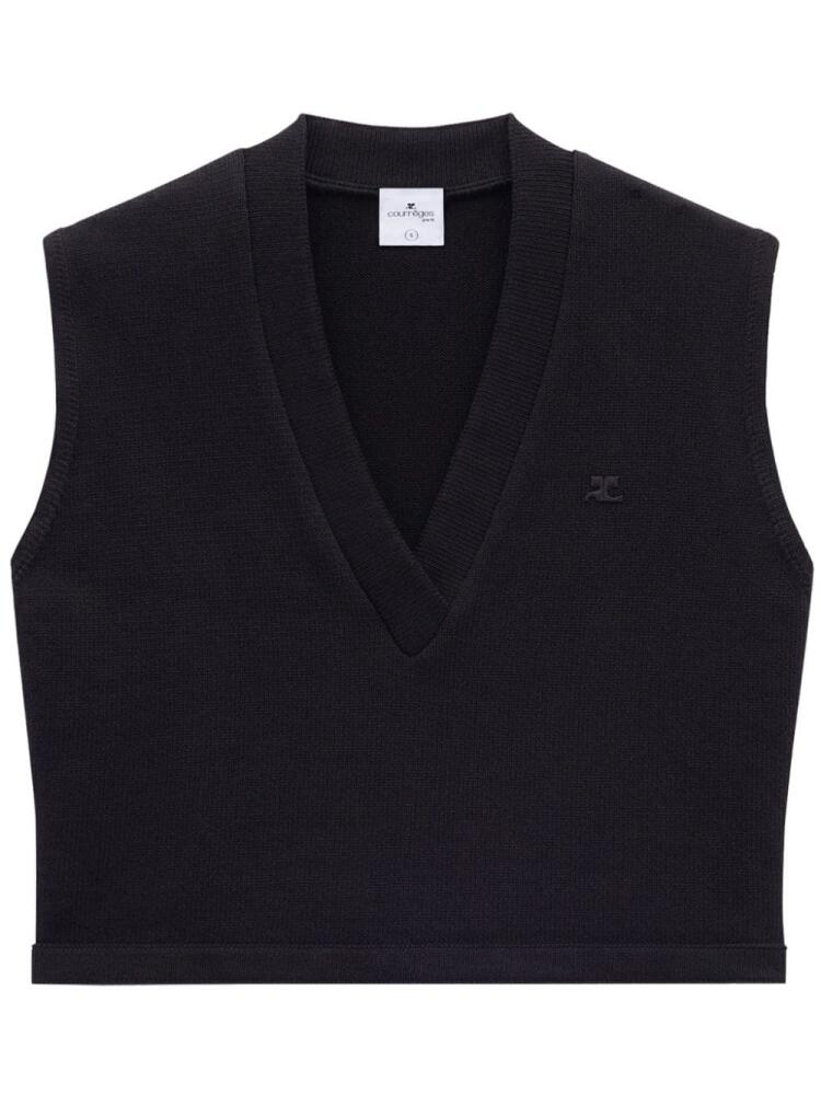 Courrèges Varsity logo-appliqué cotton vest - Black Cover