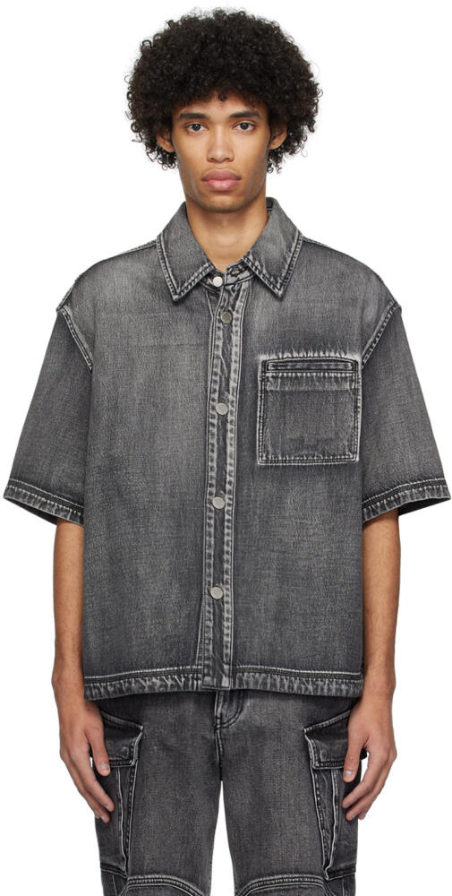 Solid Homme Black Hardware Denim Shirt Cover