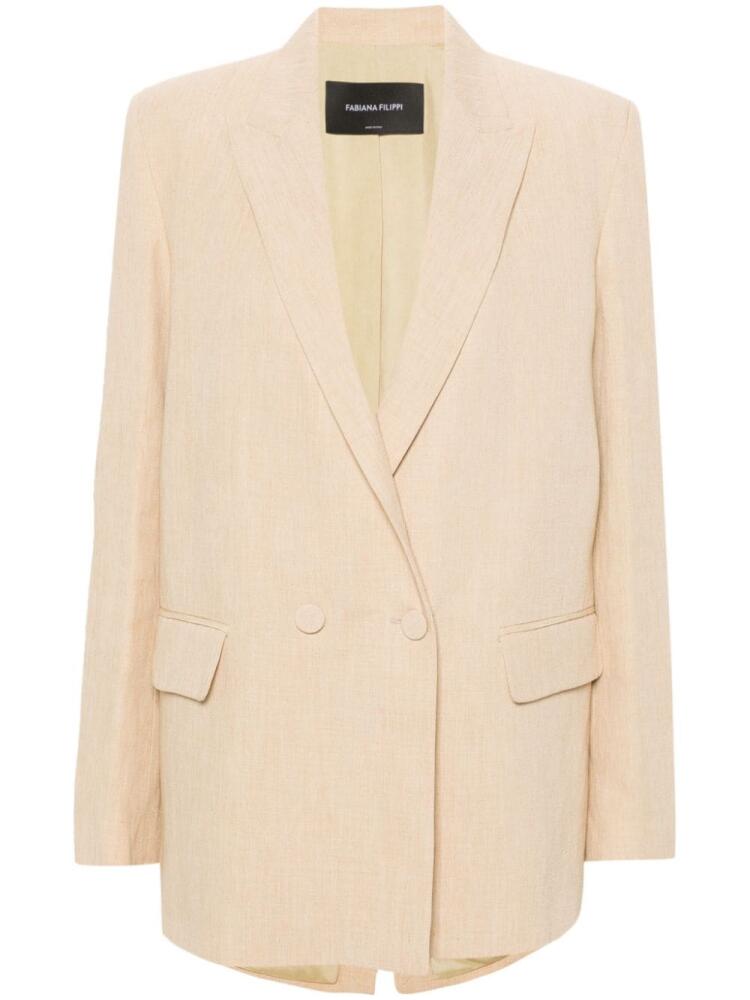 Fabiana Filippi double-breasted linen blend blazer - Neutrals Cover