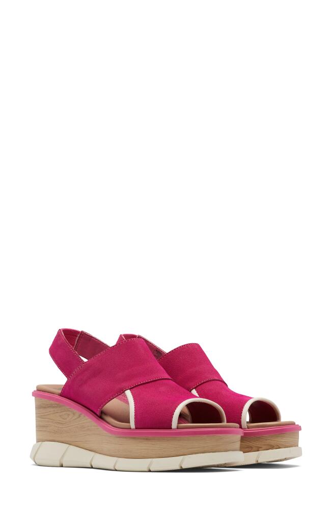 SOREL Joanie III Slingback Wedge Sandal in Fuchsia Fizz/Chalk Cover