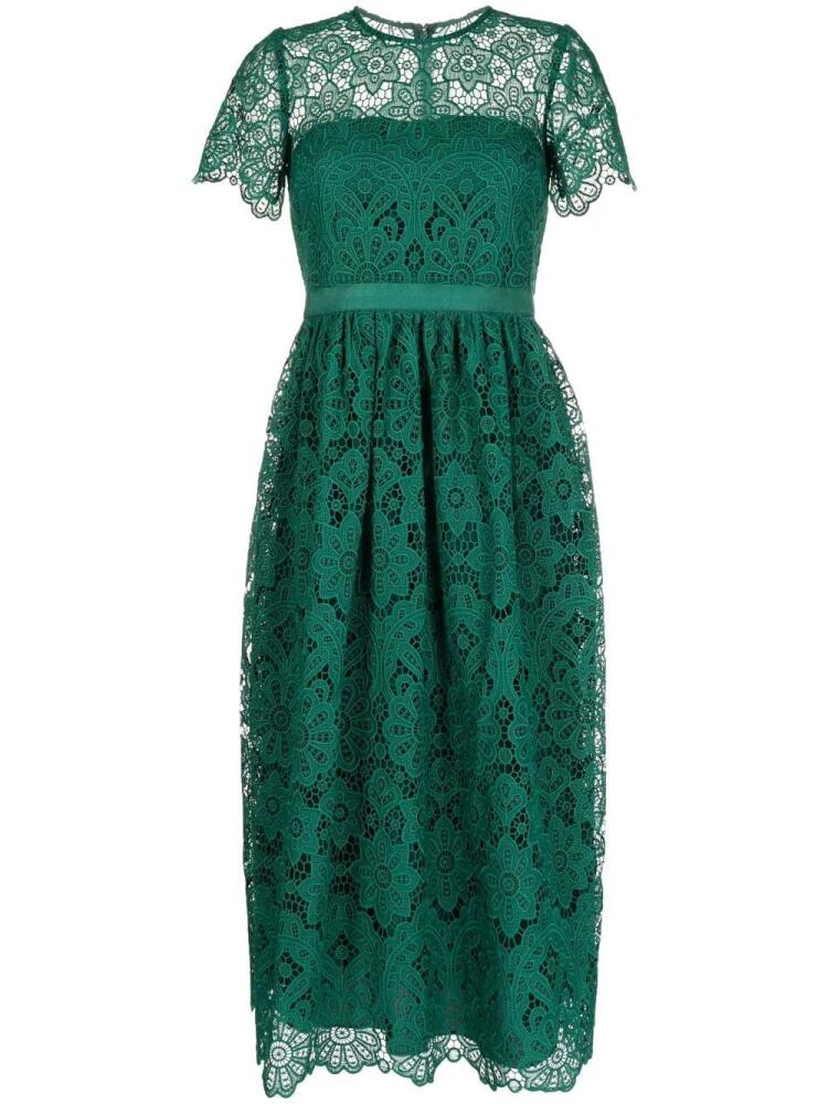 Self-Portrait lace-pattern midi dress - Green Cover