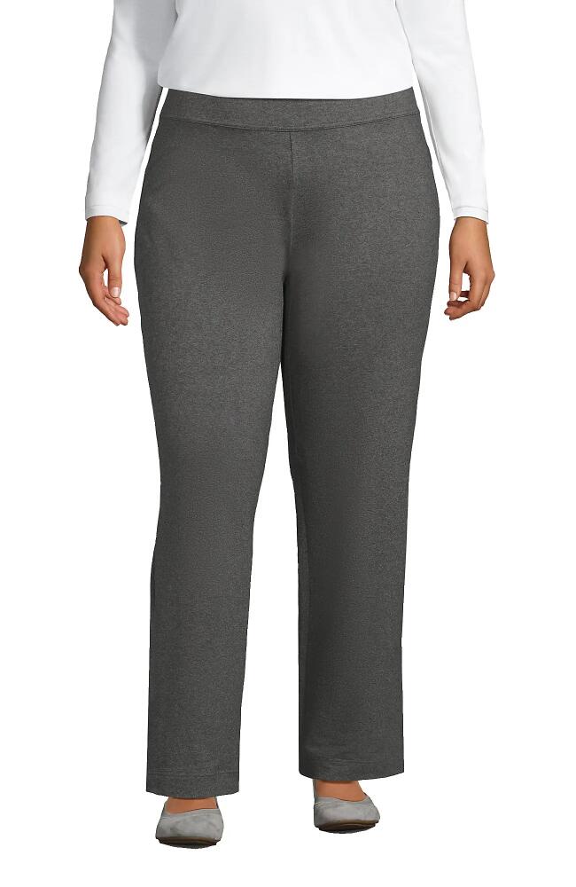 Lands' End Plus Size Starfish Mid Rise Straight Leg Pants in Charcoal Heather Cover