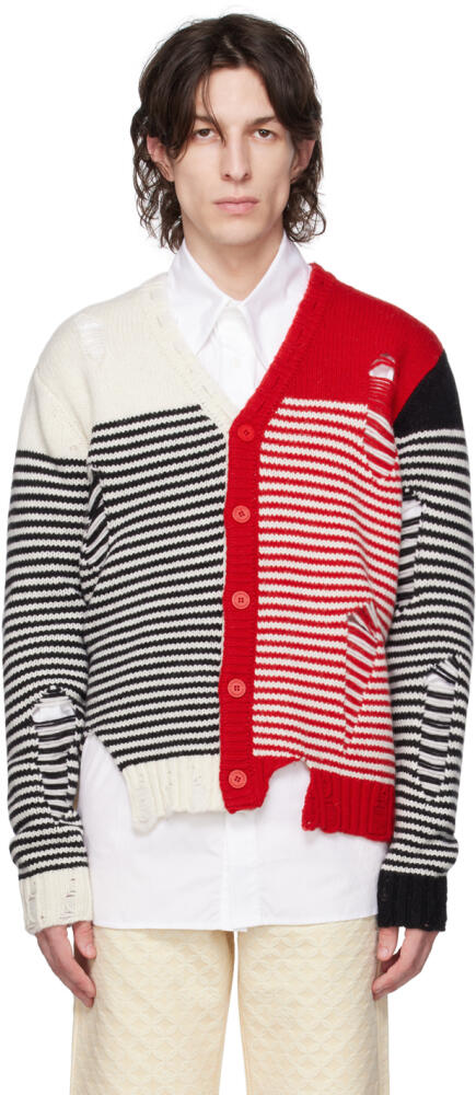 Charles Jeffrey LOVERBOY White & Red Mega Shred Cardigan Cover