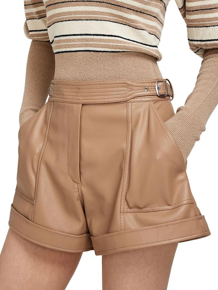 SIMKHAI Women's Chace Belted Faux Leather Shorts - Thorn Cover