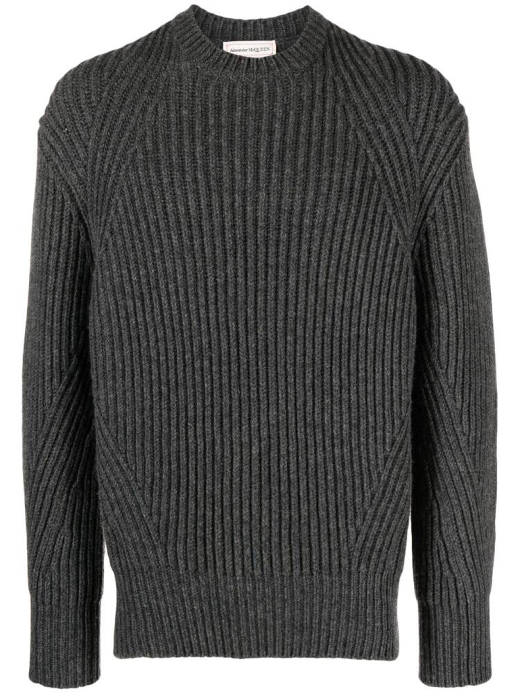 Alexander McQueen ribbed-knit wool jumper - Grey Cover