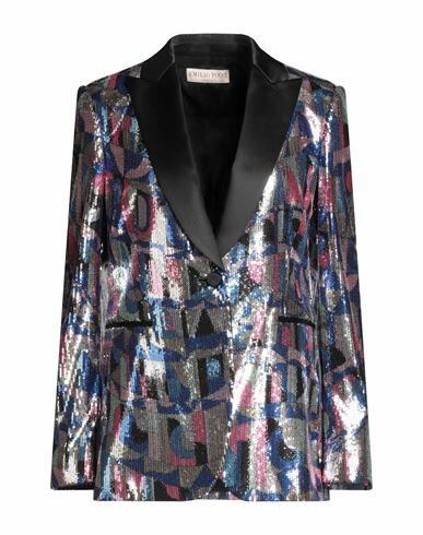 Pucci Woman Blazer Blue Cotton, Silk Cover