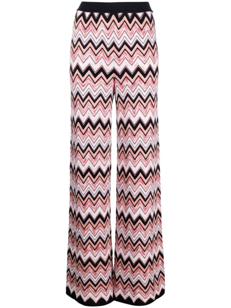 Missoni chevron-knit straight leg trousers - Pink Cover