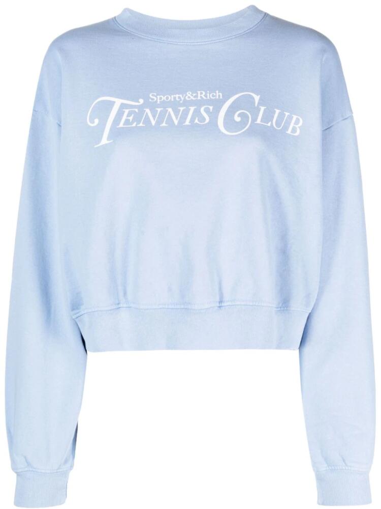 Sporty & Rich slogan-print cropped sweatshirt - Blue Cover