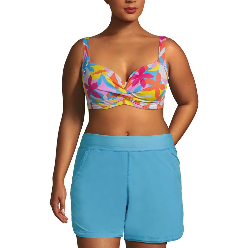 Lands' End 5" Quick Dry Elastic Waist Board Shorts Swim Cover-up Shorts with Panty in Turquoise Cover