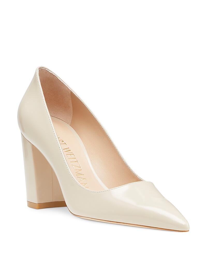 Stuart Weitzman Women's Stuart 85 Pointed Toe Block Heel Pumps Cover