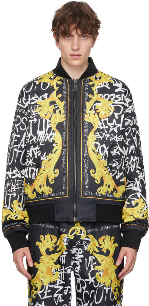 Versace Jeans Couture Black Graffiti Bomber Jacket Cover