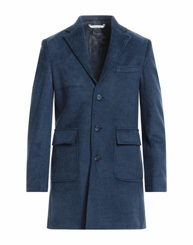 Herman & Sons Man Coat Navy blue Polyester, Viscose, Wool Cover