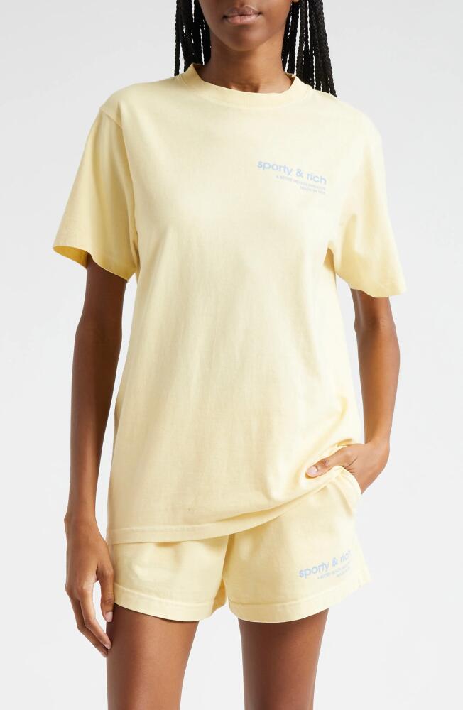 Sporty & Rich USA Health Club Cotton Graphic T-Shirt in Almond Cover