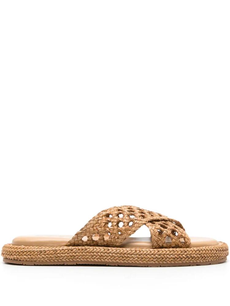 Casadei interwoven leather slides - Neutrals Cover