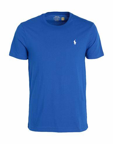 Polo Ralph Lauren Custom Slim Fit Jersey Crewneck T-shirt Man T-shirt Bright blue Cotton Cover