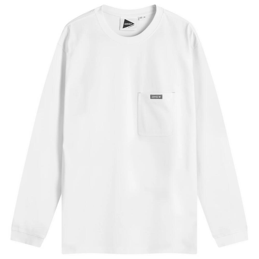 Gramicci Men's x and wander Backprint Long Sleeve T-Shirt in White Cover