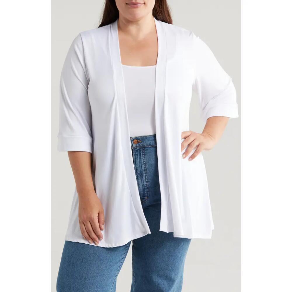 24seven Comfort Apparel Open Front Cardigan in White Cover