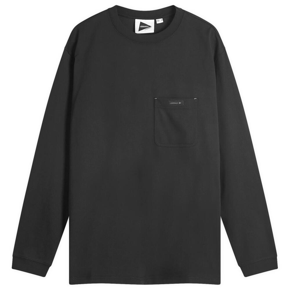 Gramicci Men's x and wander Backprint Long Sleeve T-Shirt in Black Cover