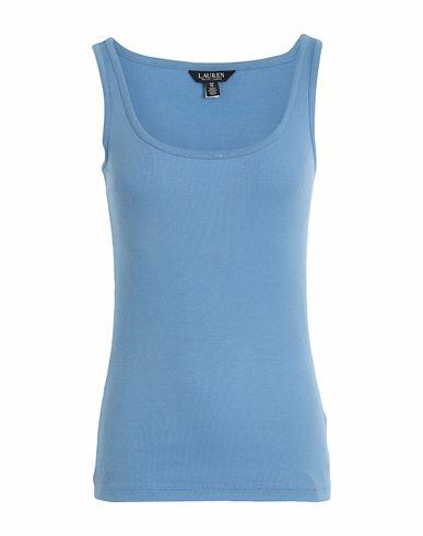 Lauren Ralph Lauren Woman Tank top Slate blue Cotton, Elastane Cover