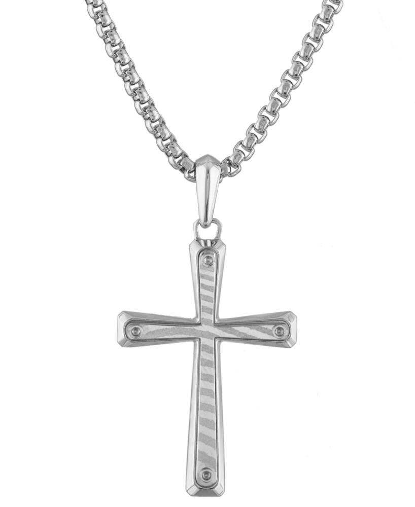 Bulova Men's Icon Damascus Steel Pendant Necklace in Sterling Silver, 24" + 2" extender - Na Cover