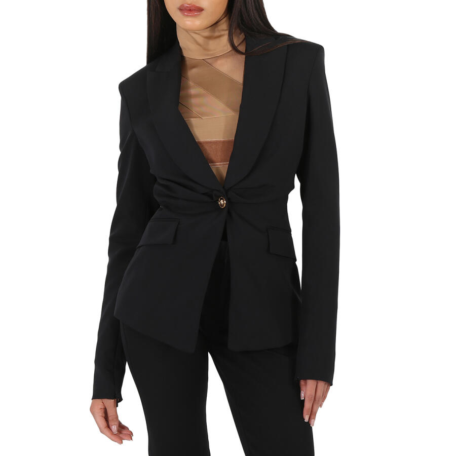 Versace Ladies Black Single-Breasted Silk-Blend Blazer Cover