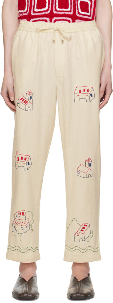 HARAGO Off-White Embroidered Trousers Cover