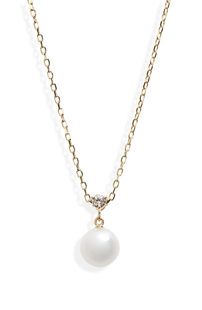 Mikimoto Classic Diamond & Akoya Pearl Pendant Necklace in Yellow Gold Cover