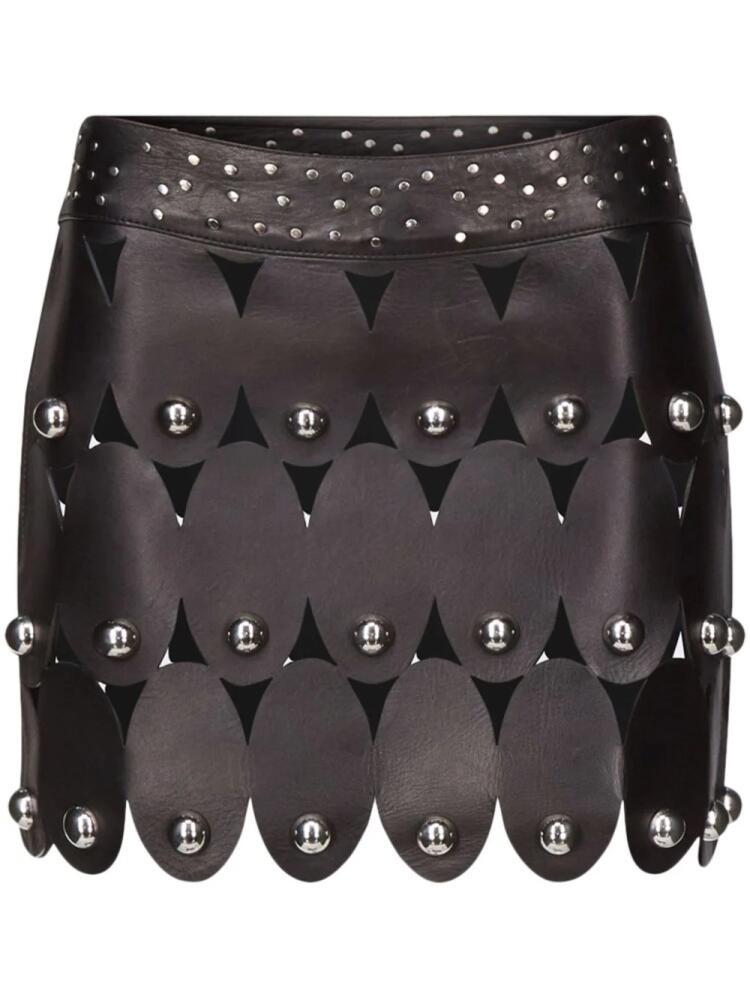 AREA stud-embellished leather mini skirt - Black Cover