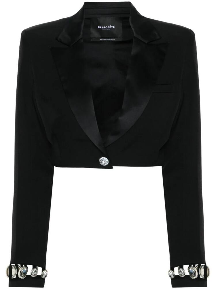 Retrofete Tyla crystal-embellished cropped blazer - Black Cover