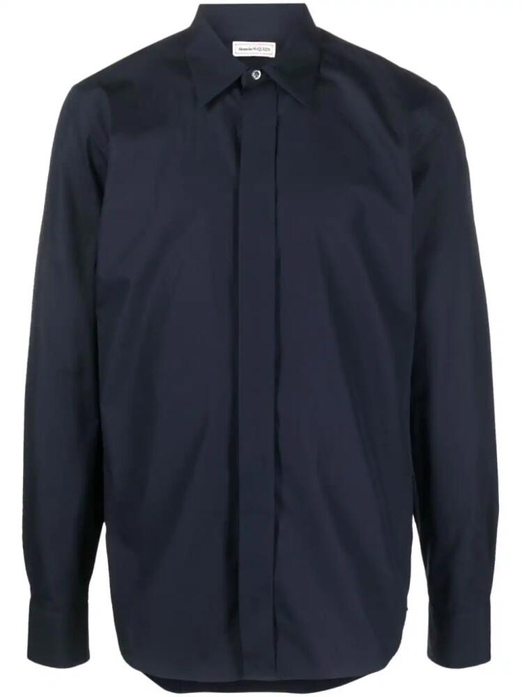 Alexander McQueen concealed-fastening cotton shirt - Blue Cover