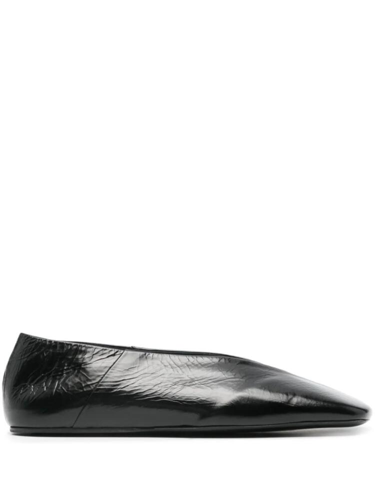 Jil Sander square-toe leather ballerina shoes - Black Cover