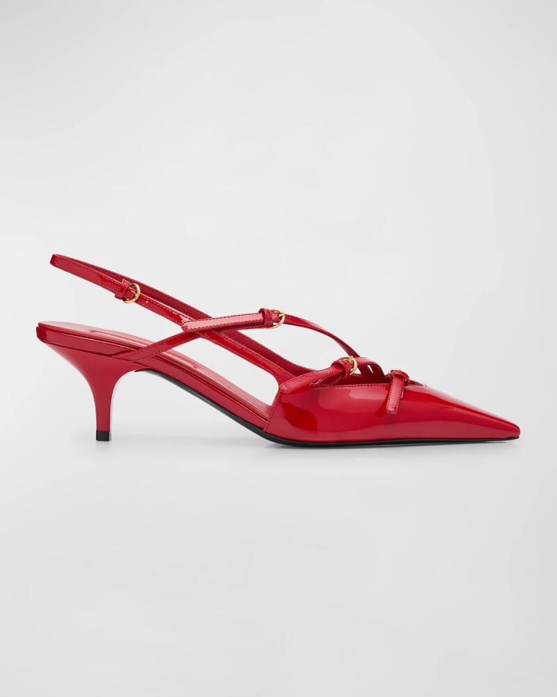 Miu Miu Patent Buckle-Trio Slingback Pumps Cover