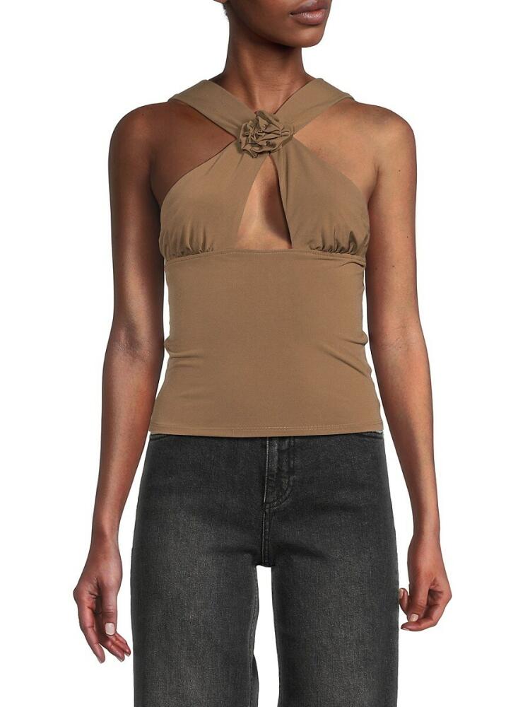 WeWoreWhat Women's Rose Halter Top - Brown Cover