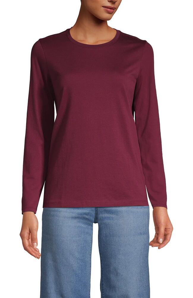 Lands' End Relaxed Supima Cotton Long Sleeve Crew Neck T-Shirt in Rich Burgundy Cover