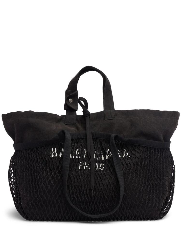 BALENCIAGA Medium 24/7 Canvas & Fishnet Tote Bags Cover