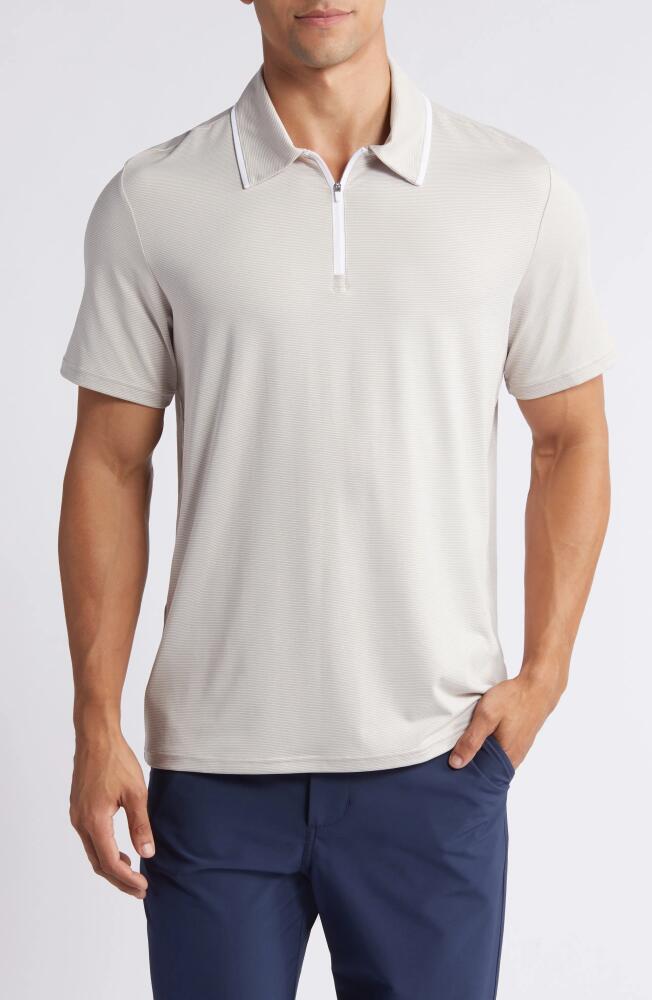 zella Tipped Stripe Polo Shirt in Pebble Cover