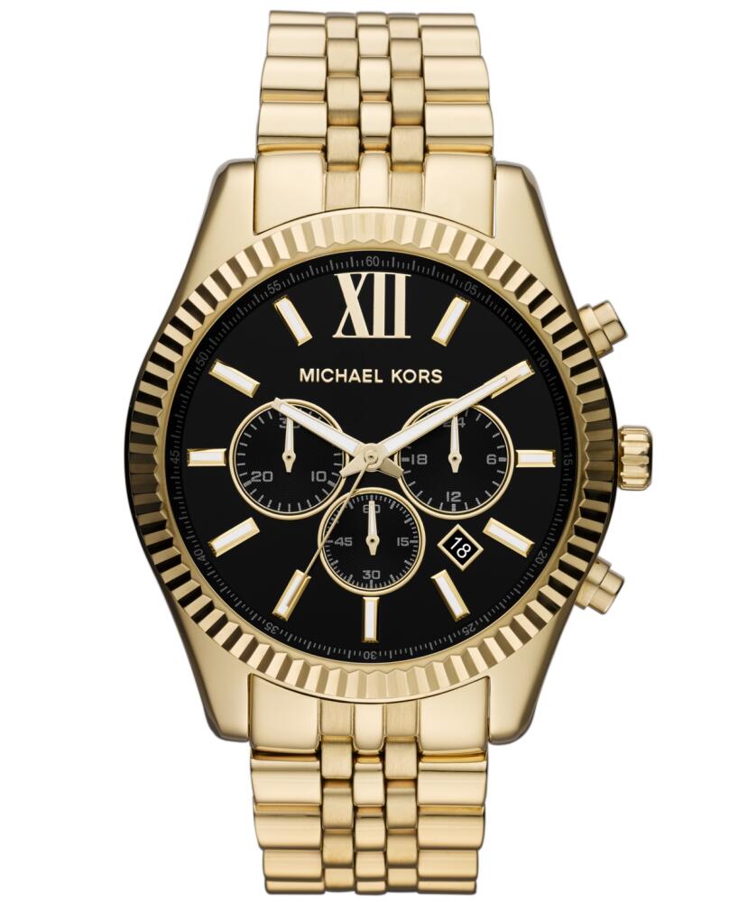 Michael Kors Men's Chronograph Lexington Gold-Tone Stainless Steel Bracelet Watch 45mm MK8286 - Gold/Black Cover