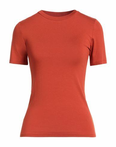 Patrizia Pepe Woman T-shirt Rust Viscose, Elastane Cover