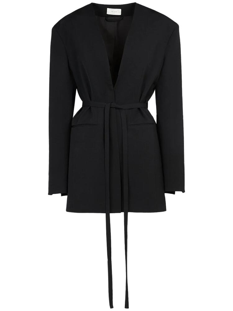 THE ROW Clio Belted Collarless Wool Serge Jacket Cover