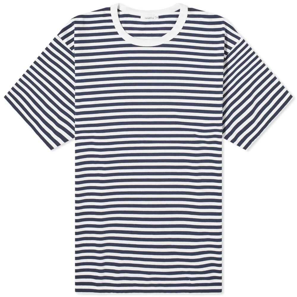 Nanamica Men's COOLMAX Striped T-Shirt in Navy X White Cover