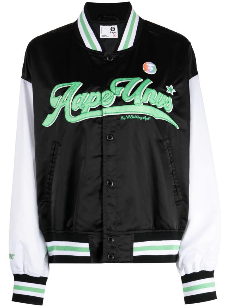 AAPE BY *A BATHING APE® logo-appliqué colour-block bomber jacket - Black Cover